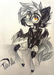 Size: 939x1280 | Tagged: safe, artist:tlen borowski, derpibooru import, oc, oc:deka, unofficial characters only, anthro, pegasus, pony, chibi, clothes, eyebrows, image, jpeg, lidded eyes, male, multicolored body, shirt, shorts, sitting, sketch, solo, solo male, stallion, t-shirt, traditional art, wings