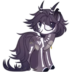 Size: 1802x1846 | Tagged: safe, artist:strangle12, derpibooru import, oc, unofficial characters only, pony, clothes, costume, female, hoof fluff, horns, image, mare, png, simple background, skeleton costume, solo, transparent background