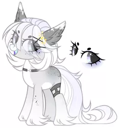 Size: 1057x1136 | Tagged: safe, artist:strangle12, derpibooru import, oc, unofficial characters only, pony, choker, ear fluff, eyelashes, female, hoof fluff, image, mare, png, simple background, smiling, solo, white background