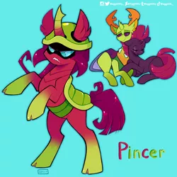 Size: 2048x2048 | Tagged: safe, artist:3ggmilky, derpibooru import, tempest shadow, thorax, oc, changedling, changeling, hybrid, pony, unicorn, female, image, interspecies offspring, king thorax, male, offspring, parent:tempest shadow, parent:thorax, parents:temprax, png, shipping, straight, temprax