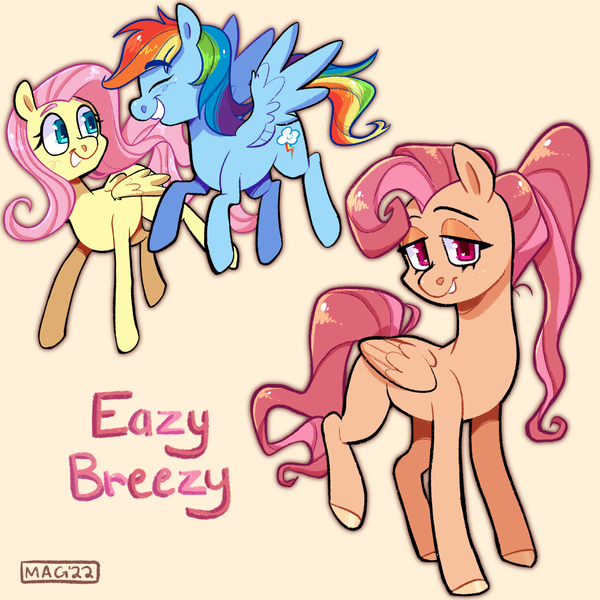 Size: 2048x2048 | Tagged: safe, artist:3ggmilky, derpibooru import, fluttershy, rainbow dash, oc, oc:easy breezy, pegasus, pony, female, flutterdash, image, lesbian, magical lesbian spawn, offspring, parent:fluttershy, parent:rainbow dash, parents:flutterdash, png, shipping