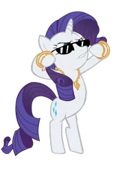 Size: 2121x2828 | Tagged: safe, artist:lcpsycho, derpibooru import, rarity, pony, unicorn, bipedal, bling, female, high res, image, lip bite, mare, png, simple background, solo, sunglasses, transparent background, vector