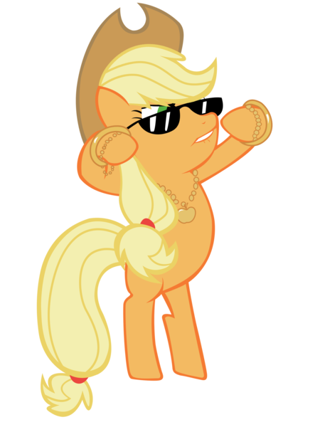 Size: 2121x2828 | Tagged: safe, artist:lcpsycho, derpibooru import, applejack, earth pony, pony, applejack's hat, bipedal, bling, cowboy hat, female, hat, high res, image, lip bite, mare, png, simple background, solo, sunglasses, transparent background, vector