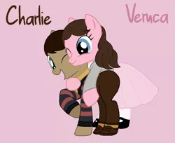 Size: 842x686 | Tagged: safe, derpibooru import, earth pony, pony, best friends, charlie and the chocolate factory, charlie bucket, female, image, male, mare, png, stallion, veruca salt