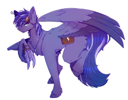 Size: 1679x1308 | Tagged: safe, artist:niyukay, derpibooru import, oc, oc:lightning flare, unofficial characters only, pegasus, colored wings, goggles, grumpy, hoof blades, image, multicolored wings, png, satchel, simple background, solo, transparent background, wings