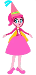 Size: 506x1056 | Tagged: safe, artist:darlycatmake, derpibooru import, pinkie pie, human, equestria girls, clothes, drawing, dress, dressup, happy, hennin, image, looking at someone, looking at something, looking back, open mouth, pinkie pie is best facemaker, png, princess, smiling, wide eyes