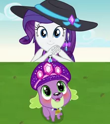 Size: 1280x1440 | Tagged: safe, derpibooru import, edit, edited screencap, screencap, rarity, spike, spike the regular dog, dog, equestria girls, equestria girls series, lost and found, lost and pound, spoiler:eqg series (season 2), adorasexy, bikini, blushing, clothes, collar, cute, ear piercing, earring, female, geode of shielding, hat, image, interspecies, jewelry, lost and pound: spike, magical geodes, male, piercing, png, raribetes, sexy, shipping, shipping domino, smiling, sparity, starry eyes, straight, swimsuit, wingding eyes