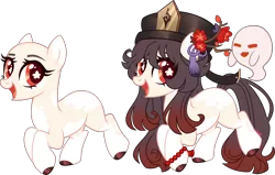 Size: 3739x2382 | Tagged: safe, artist:kurosawakuro, derpibooru import, ponified, earth pony, ghost, pony, undead, bald, female, genshin impact, hat, hu tao, image, mare, png, solo