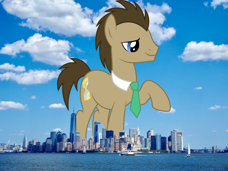 Size: 2048x1536 | Tagged: safe, artist:kooner-cz, artist:thegiantponyfan, derpibooru import, doctor whooves, time turner, earth pony, pony, giant doctor whooves, giant pony, giant/macro earth pony, highrise ponies, image, irl, macro, male, manhattan, mega giant, new york, new york city, photo, png, ponies in real life, raised hoof, stallion, story included