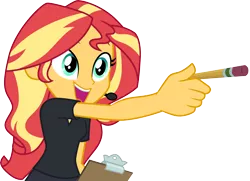 Size: 4133x3000 | Tagged: safe, artist:cloudyglow, derpibooru import, sunset shimmer, all the world's off stage, equestria girls, equestria girls series, image, pencil, png, simple background, solo, transparent background, vector