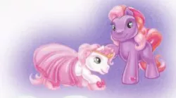 Size: 295x164 | Tagged: safe, derpibooru import, official, desert rose, twinkle twirl, earth pony, pony, clothed ponies, clothes, crown, dress, duo, duo female, female, g3, image, jewelry, png, regalia, shoes, tiara