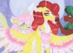 Size: 3786x2773 | Tagged: safe, artist:frozensoulpony, derpibooru import, strawberry sunrise, oc, oc:tuff puff, pony, image, jpeg, parent:strawberry sunrise, parent:zephyr breeze, traditional art