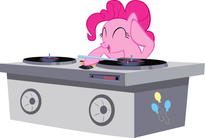 Size: 2959x2000 | Tagged: safe, artist:spaceponies, derpibooru import, pinkie pie, earth pony, pony, eyes closed, female, image, mare, png, simple background, solo, transparent background, turntable, vector