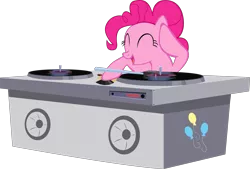 Size: 2959x2000 | Tagged: safe, artist:spaceponies, derpibooru import, pinkie pie, earth pony, pony, eyes closed, female, image, mare, png, simple background, solo, transparent background, turntable, vector