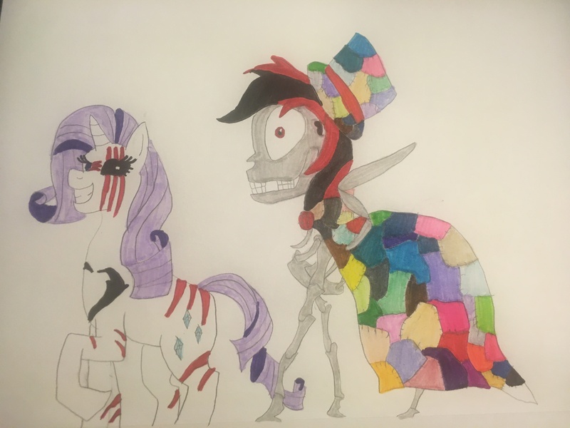 Size: 4032x3024 | Tagged: semi-grimdark, artist:carlos324, derpibooru import, rarity, oc, oc:lightning burn, oc:lost storyteller, pony, skeleton pony, unicorn, bone, candle cove, creepypasta, image, jpeg, lil miss rarity, my little pony, scary, skeleton, the skintaker