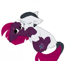 Size: 543x459 | Tagged: safe, artist:decokelow, artist:little-sketches, derpibooru import, chancellor neighsay, fizzlepop berrytwist, tempest shadow, pony, unicorn, chest fluff, ear fluff, female, holding a pony, hoof fluff, hug, hugging a pony, image, just kiss already, looking at something, male, mare, one eye closed, one eye open, png, shipping, stallion, straight, tempest neighsay