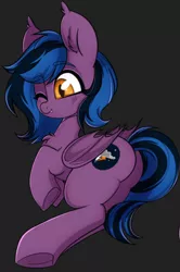 Size: 670x1008 | Tagged: artist needed, safe, derpibooru import, oc, oc:stormy night, bat pony, bat wings, image, one eye closed, png, wings