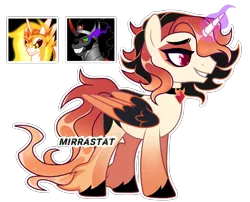 Size: 3718x3008 | Tagged: safe, artist:mirrastat, derpibooru import, daybreaker, king sombra, oc, alicorn, pony, alicorn oc, base used, choker, eyelashes, female, glow, glowing horn, grin, horn, image, makeup, male, mane of fire, mare, parent:daybreaker, parent:king sombra, png, simple background, smiling, sombra eyes, stallion, transparent background, wings