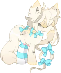 Size: 1099x1306 | Tagged: safe, artist:cafne, derpibooru import, oc, unofficial characters only, earth pony, pony, base used, bow, clothes, ear fluff, earth pony oc, eyelashes, eyes closed, female, hair bow, image, mare, png, raised hoof, simple background, smiling, socks, solo, striped socks, transparent background