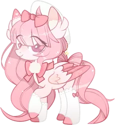 Size: 1144x1251 | Tagged: safe, alternate version, artist:cafne, derpibooru import, oc, unofficial characters only, pegasus, pony, base used, bow, clothes, colored hooves, colored wings, eyelashes, female, hair bow, hat, image, mare, pegasus oc, png, raised hoof, simple background, smiling, socks, solo, transparent background, two toned wings, wings