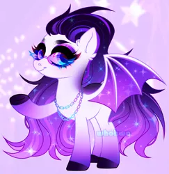 Size: 3032x3116 | Tagged: safe, artist:whohwo, derpibooru import, oc, unofficial characters only, bat pony, pony, base used, bat pony oc, bat wings, colored hooves, ear fluff, ethereal mane, eyelashes, female, image, mare, png, raised hoof, solo, starry mane, starry wings, sunglasses, wings