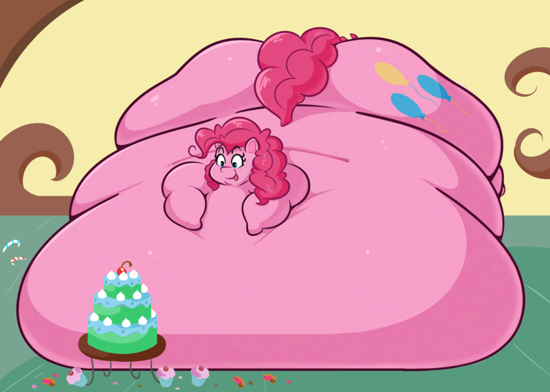 Size: 5600x4000 | Tagged: questionable, artist:disco chaos, derpibooru import, pinkie pie, earth pony, pony, absurd resolution, balloonbutt, belly, belly bed, big belly, bingo wings, blob, butt, cake, chubby cheeks, cupcake, fat, female, food, huge belly, huge butt, image, immobile, impossibly large belly, impossibly large butt, impossibly large everything, impossibly obese, large butt, mare, morbidly obese, obese, piggy pie, plot, png, pudgy pie, smiling, stretched cutie mark, tongue out