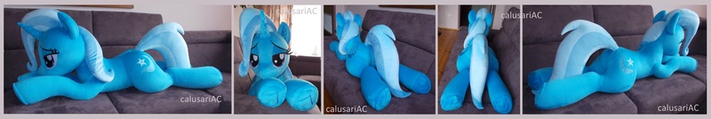 Size: 9688x1624 | Tagged: safe, artist:calusariac, derpibooru import, trixie, pony, absurd resolution, image, irl, jpeg, life size, lying down, photo, plushie, prone, solo