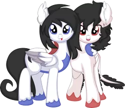 Size: 7757x6679 | Tagged: safe, artist:cyanlightning, derpibooru import, oc, oc:nivna, oc:tensity, unofficial characters only, pegasus, pony, .svg available, absurd resolution, duo, ear fluff, image, looking at you, male, png, siblings, simple background, stallion, transparent background, twins, vector