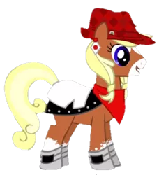 Size: 433x474 | Tagged: safe, derpibooru import, retro leap, earth pony, pony, pony creator, bandana, boots, clothes, concept art, ear piercing, earring, female, g0 to g4, generation leap, hat, image, jewelry, mare, my pretty pony, old art, piercing, png, pony maker, saddle, shoes, simple background, tack, transparent background