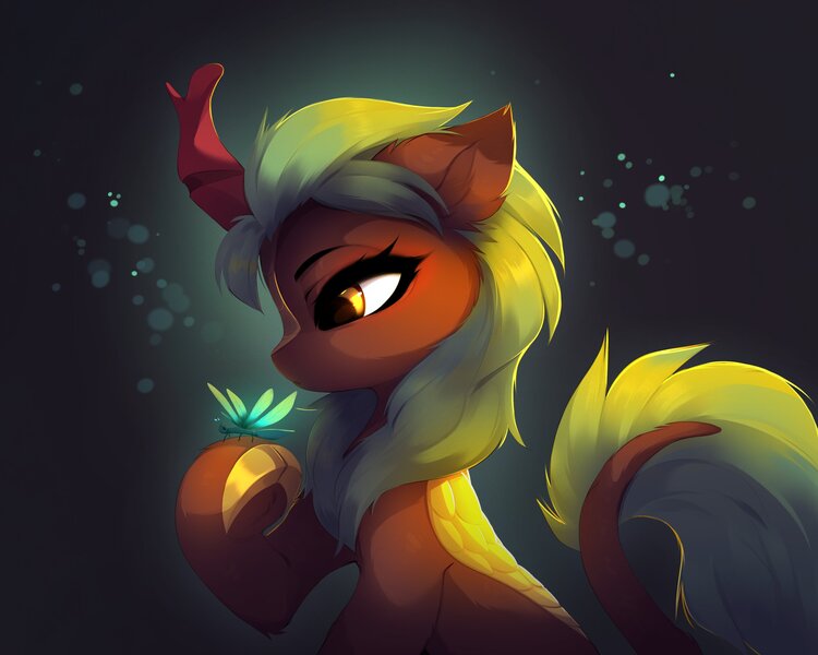 Size: 3810x3048 | Tagged: safe, artist:magnaluna, derpibooru import, cinder glow, summer flare, dragonfly, insect, kirin, image, jpeg, solo