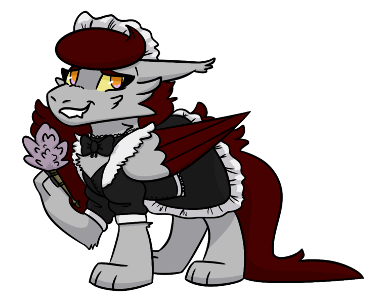 Size: 1162x924 | Tagged: safe, artist:hiddenfaithy, derpibooru import, oc, oc:skyfire lumia, unofficial characters only, pegasus, pony, were-pony, alternate universe, blushing, clothes, image, maid, paws, png, simple background, transparent background