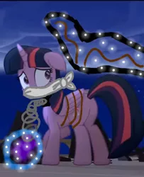 Size: 436x538 | Tagged: safe, derpibooru import, twilight sparkle, twilight sparkle (alicorn), alicorn, pony, my little pony: the movie, chains, cloth gag, damsel in distress, distressed, gag, help, help me, image, jpeg, kidnapped, looking back, sad, scared, tied up, worried