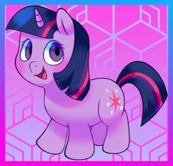 Size: 1159x1114 | Tagged: safe, artist:relighted, derpibooru import, twilight sparkle, pony, unicorn, colorful, female, filly, filly twilight sparkle, foal, full body, full color, fully shaded, gradient, gradient background, image, mare, png, solo, unicorn twilight, younger