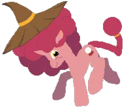 Size: 800x680 | Tagged: safe, artist:minus, derpibooru import, oc, oc:magicant, unofficial characters only, pony, unicorn, afro, daybreak island, derpibooru exclusive, ear piercing, female, hat, horn, huge mane, image, looking at you, mare, old, piercing, pixel art, png, poofy mane, simple background, smiling, smiling at you, solo, tail, tail band, transparent background, unicorn oc, witch hat, wrinkles