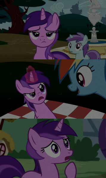 Size: 1280x2160 | Tagged: safe, edit, edited screencap, editor:jerryakiraclassics19, screencap, amethyst star, liza doolots, petunia, rainbow dash, tootsie flute, pony, unicorn, slice of life (episode), the mysterious mare do well, '90s, 80s, female, filly, frown, image, looking at you, magic, mare, open mouth, png, telekinesis