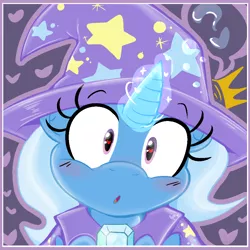 Size: 1000x1000 | Tagged: safe, artist:malachimoet, derpibooru import, trixie, unicorn, blushing, confused, cute, heart, heart eyes, image, looking at you, love, magic, png, romantic, shocked, solo, wingding eyes