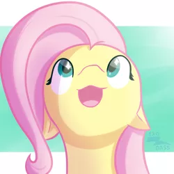 Size: 1000x1000 | Tagged: safe, artist:exobass, derpibooru import, fluttershy, pony, expression, female, hopeful, image, looking up, open mouth, open smile, png, smiling, solo, sparkly eyes, wingding eyes