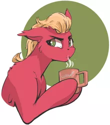 Size: 1848x2100 | Tagged: safe, artist:i love hurt, derpibooru import, sprout cloverleaf, earth pony, pony, coffee, coffee cup, cup, ear fluff, g5, image, male, minimalist, modern art, png, simple background, solo