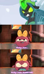Size: 1920x3240 | Tagged: safe, derpibooru import, edit, edited screencap, screencap, queen chrysalis, changeling, changeling queen, the ending of the end, amphibia, angry, crying, female, image, png, polly plantar, shrunken pupils, tears of anger, tears of rage, ultimate chrysalis, you monster
