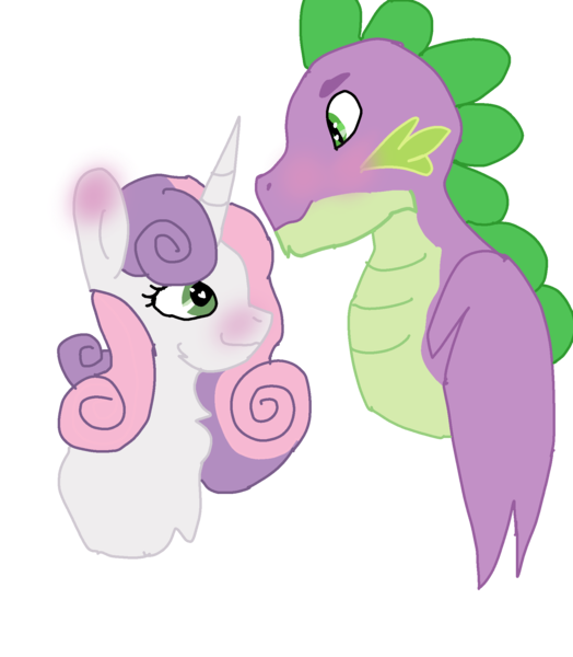 Size: 1788x2046 | Tagged: safe, artist:tjbook-time, derpibooru import, spike, sweetie belle, dragon, pony, unicorn, adult, adult spike, blushing, bust, female, fluffy, image, looking at each other, looking at someone, male, mare, older, older spike, older sweetie belle, png, shipping, spikebelle, straight, winged spike, wings