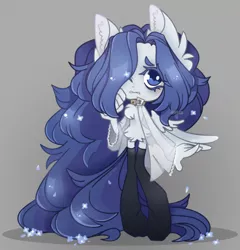Size: 1180x1228 | Tagged: safe, artist:cafne, derpibooru import, oc, unofficial characters only, anthro, pegasus, unguligrade anthro, chest fluff, collar, ear fluff, ethereal mane, eyelashes, female, hair over one eye, image, pegasus oc, png, simple background, solo, starry mane, wings