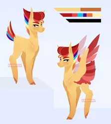 Size: 3371x3784 | Tagged: safe, artist:ryrxian, derpibooru import, oc, unofficial characters only, earth pony, pegasus, colored wings, duo, earth pony oc, image, offspring, parent:flash magnus, parent:rainbow dash, parents:dashmagnus, pegasus oc, png, two toned wings, wings
