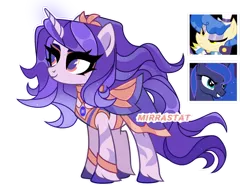 Size: 1280x966 | Tagged: safe, artist:mirrastat, derpibooru import, princess luna, sapphire shores, oc, alicorn, earth pony, pony, alicorn oc, base used, clothes, eyelashes, female, horn, image, magical lesbian spawn, mare, offspring, parent:princess luna, parent:sapphire shores, png, simple background, smiling, transparent background, unshorn fetlocks, wings