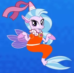 Size: 719x716 | Tagged: safe, artist:darlycatmake, derpibooru import, silverstream, hippogriff, seapony (g4), under the sparkling sea, adorasexy, adorkable, beautiful, clothes, cute, dork, dress, dressup, female, hat, hennin, image, jewelry, jpeg, looking at you, looking offscreen, necklace, pretty, princess, princess hat, scarf, sexy, smiling, smiling at you, swimming, underwater