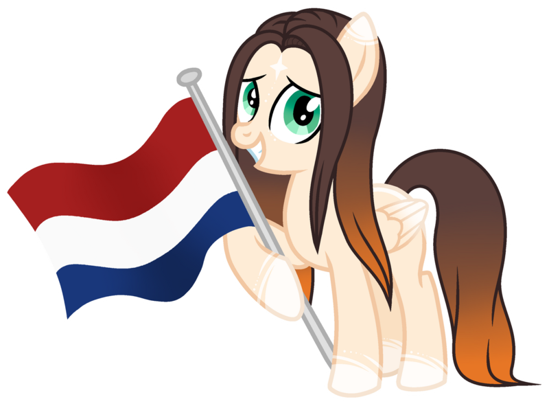 Size: 1280x946 | Tagged: safe, artist:cindydreamlight, derpibooru import, oc, oc:cindy, pegasus, pony, female, flag, image, mare, netherlands, png, simple background, solo, transparent background