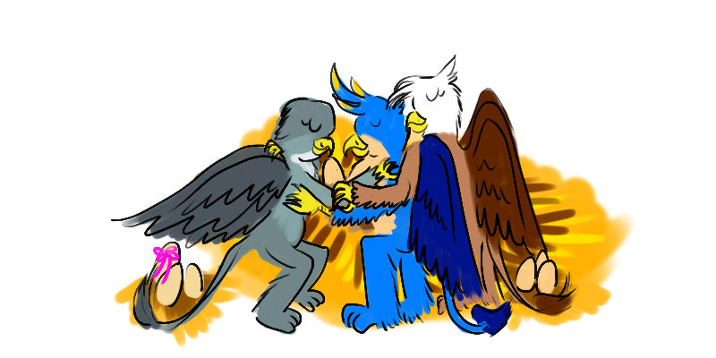 Size: 800x400 | Tagged: safe, artist:horsesplease, derpibooru import, gabby, gallus, gilda, gryphon, cuddling, egg, family, female, gabbus, gallus gets all the birds, gilbus, gildus, image, lucky bastard, male, nest, parents:gabbus, parents:gildus, png, shipping, sleeping, straight, wife