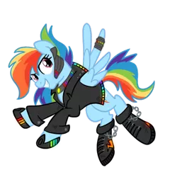 Size: 768x799 | Tagged: safe, artist:sjart117, derpibooru import, rainbow dash, ask the mane 11, biker, boots, clothes, cyberpunk, image, jacket, permission given, png, shoes