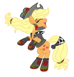 Size: 768x799 | Tagged: safe, artist:sjart117, derpibooru import, applejack, earth pony, pony, ask the mane 11, bipedal, boots, clothes, cowboy, cyberpunk, hat, image, permission given, png, shoes