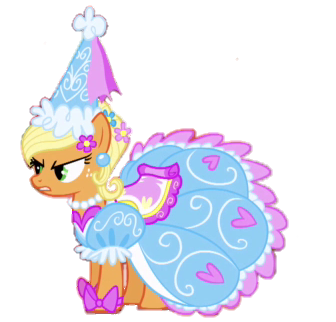 Size: 336x322 | Tagged: safe, artist:darlycatmake, derpibooru import, applejack, earth pony, pony, look before you sleep, angry, applejack also dresses in style, applejack is not amused, clothes, dress, dressup, froufrou glittery lacy outfit, glare, hat, hennin, image, looking at someone, looking at something, png, princess, princess applejack, princess hat, unamused, vector