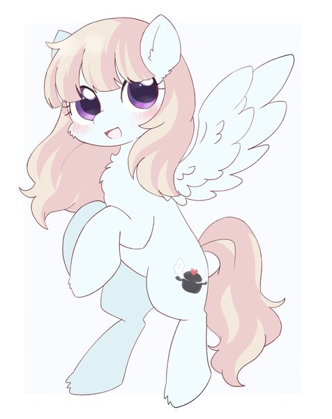 Size: 1624x2048 | Tagged: safe, artist:ginmaruxx, artist:kuzuyukuro, derpibooru import, oc, unofficial characters only, pegasus, pony, blushing, cheek fluff, chest fluff, cute, ear fluff, female, image, jpeg, looking at you, mare, ocbetes, open mouth, open smile, simple background, smiling, smiling at you, solo, white background, wings
